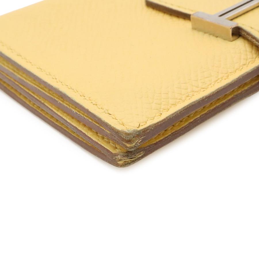 HERMES エルメス ベアン カードケース 名刺入れ パスケース ヴォーエプソン レザー クリームイエロー系 シルバー金具 T刻印 | HERMES | 02