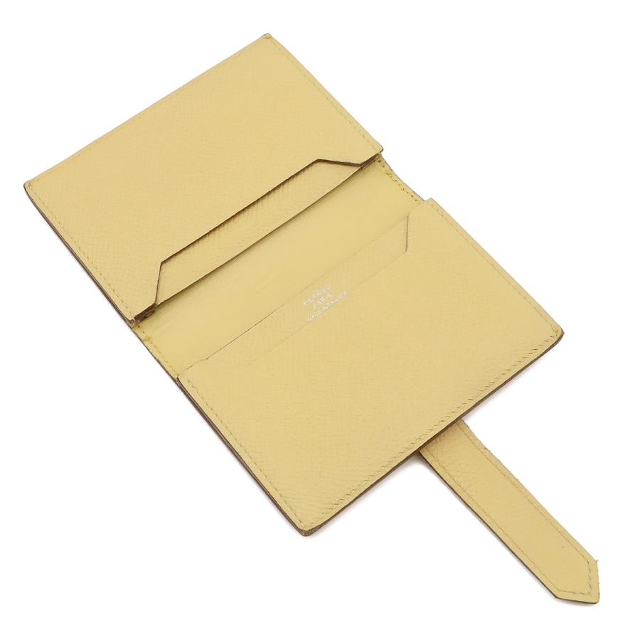 HERMES エルメス ベアン カードケース 名刺入れ パスケース ヴォーエプソン レザー クリームイエロー系 シルバー金具 T刻印 | HERMES | 06