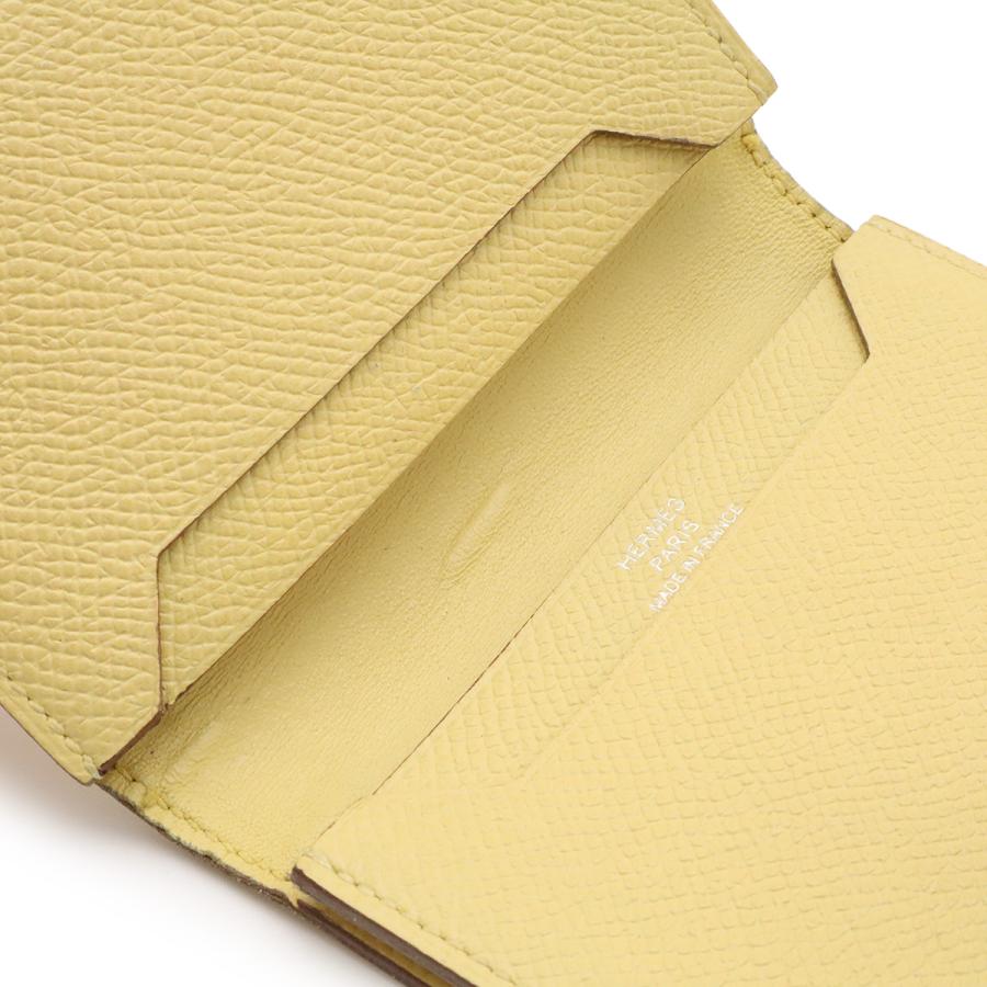 HERMES エルメス ベアン カードケース 名刺入れ パスケース ヴォーエプソン レザー クリームイエロー系 シルバー金具 T刻印 | HERMES | 07