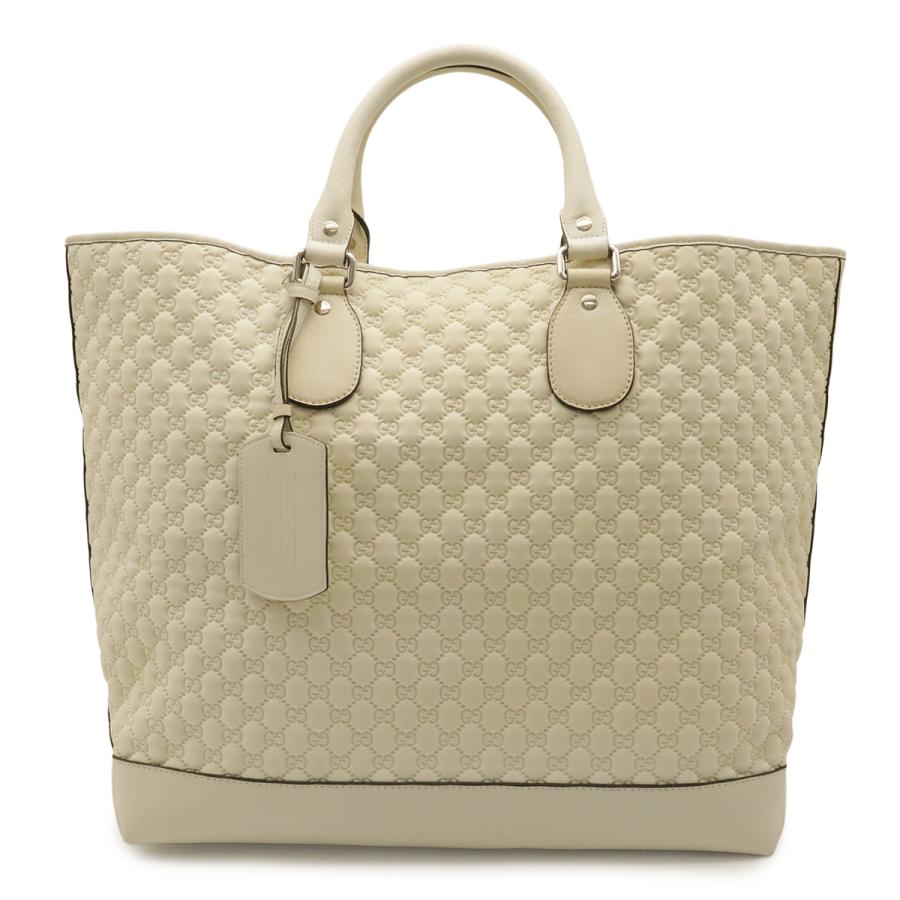 GUCCI グッチ GGロゴ トートバッグ ラージトート ボストンバッグ 旅行カバン トラベルバッグ ファブリック レザー アイボリー クリーム | GUCCI