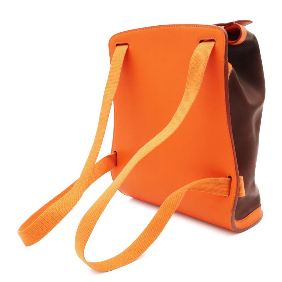 HERMES エルメス シェルパPM リュックサック バックパック アマゾニア レザー オレンジ ダークブラウン 茶 □C刻印 | HERMES | 01