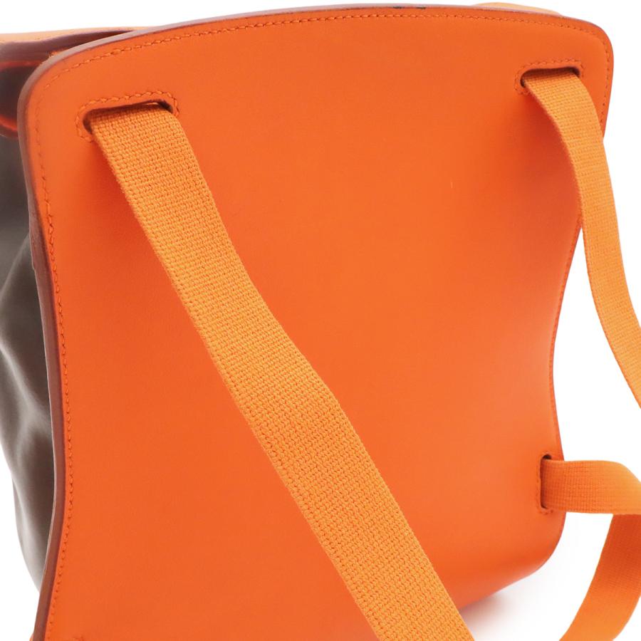 HERMES エルメス シェルパPM リュックサック バックパック アマゾニア レザー オレンジ ダークブラウン 茶 □C刻印 | HERMES | 03