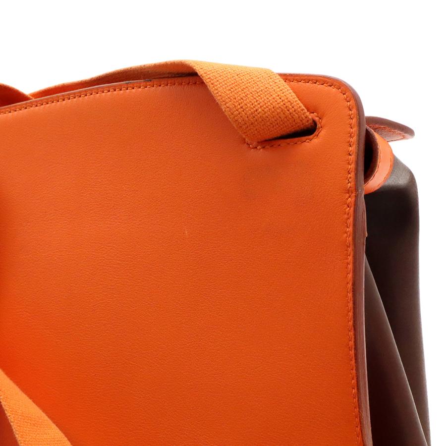 HERMES エルメス シェルパPM リュックサック バックパック アマゾニア レザー オレンジ ダークブラウン 茶 □C刻印 | HERMES | 06