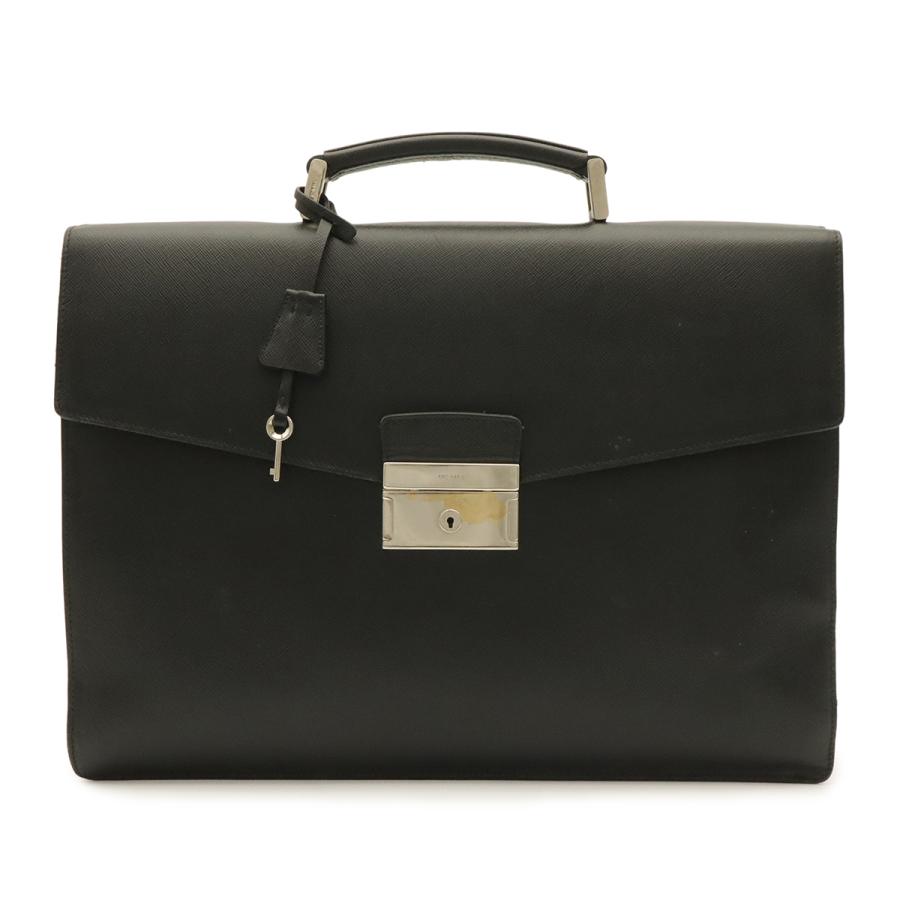 PRADA プラダ サフィアーノ ブリーフケース ビジネスバッグ 書類カバン レザー NERO 黒 ブラック シルバー金具 | PRADA