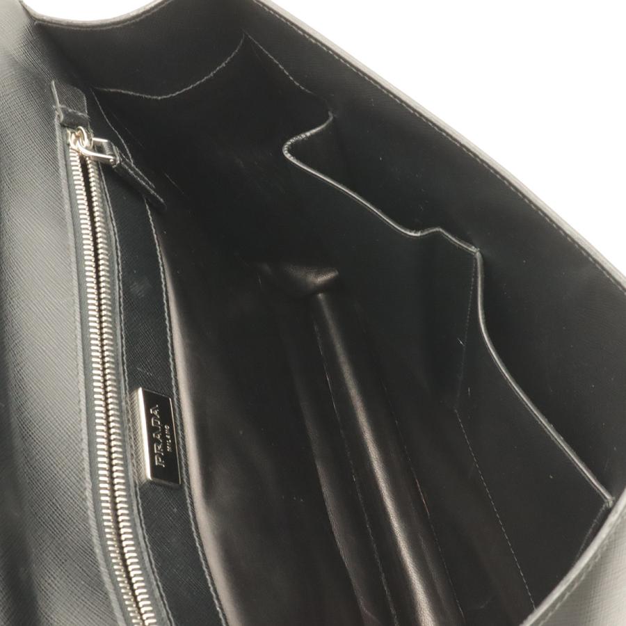 PRADA プラダ サフィアーノ ブリーフケース ビジネスバッグ 書類カバン レザー NERO 黒 ブラック シルバー金具 | PRADA | 06