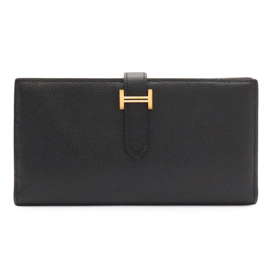 HERMES エルメス ベアンスフレ 2つ折長財布 二つ折り長財布 ヴォーエプソン レザー ブラック 黒 ゴールド金具 D刻印 | HERMES