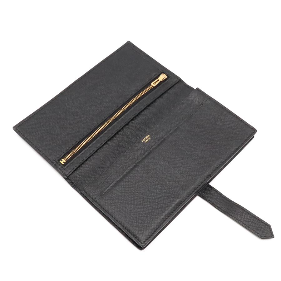HERMES エルメス ベアンスフレ 2つ折長財布 二つ折り長財布 ヴォーエプソン レザー ブラック 黒 ゴールド金具 D刻印 | HERMES | 04