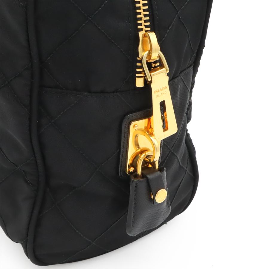 PRADA プラダ トライアングルロゴ キルティング ショルダーバッグ チェーンショルダー ナイロン レザー NERO 黒 ブラック ゴールド金具 | PRADA | 04