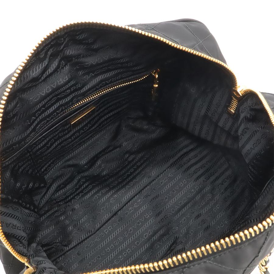 PRADA プラダ トライアングルロゴ キルティング ショルダーバッグ チェーンショルダー ナイロン レザー NERO 黒 ブラック ゴールド金具 | PRADA | 05