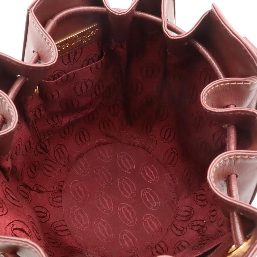 Cartier カルティエ マスト ドゥ カルティエ マストライン ショルダーバッグ 肩掛け 巾着型 レザー ボルドー ゴールド金具 | Cartier | 05