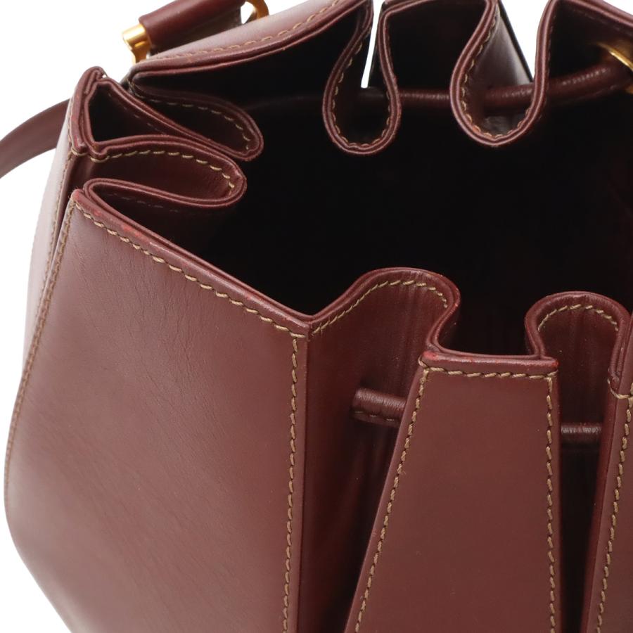 Cartier カルティエ マスト ドゥ カルティエ マストライン ショルダーバッグ 肩掛け 巾着型 レザー ボルドー ゴールド金具 | Cartier | 06