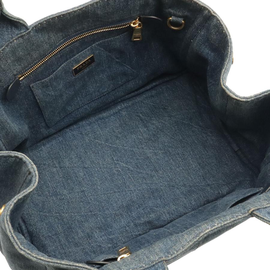 PRADA プラダ CANAPA カナパ トートバッグ ハンドバッグ 2WAY ショルダーバッグ 斜め掛け デニム ブルー 青 ゴールド金具 1BG642 | PRADA | 05