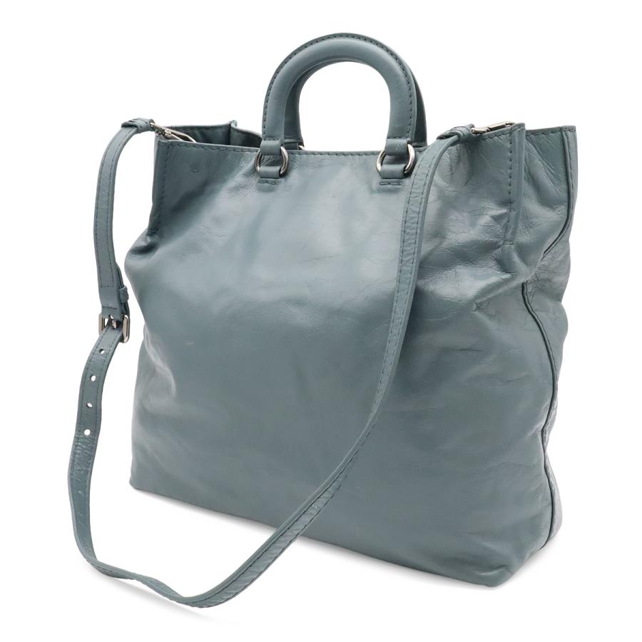 PRADA プラダ トライアングルロゴ トートバッグ ビジネスバッグ 2WAY ショルダーバッグ レザー ブルーグレー系 シルバー金具 | PRADA | 01