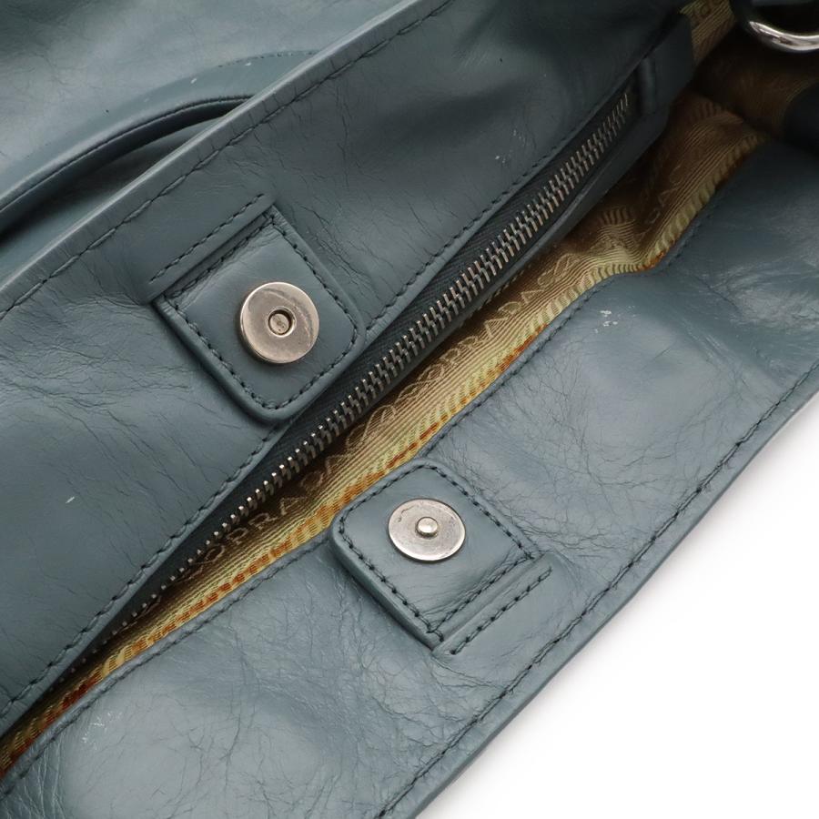 PRADA プラダ トライアングルロゴ トートバッグ ビジネスバッグ 2WAY ショルダーバッグ レザー ブルーグレー系 シルバー金具 | PRADA | 05