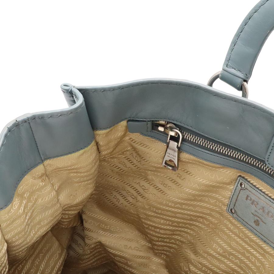 PRADA プラダ トライアングルロゴ トートバッグ ビジネスバッグ 2WAY ショルダーバッグ レザー ブルーグレー系 シルバー金具 | PRADA | 07