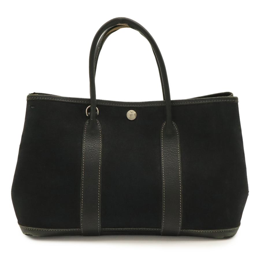 HERMES エルメス ガーデンパーティTPM トートバッグ ハンドバッグ トワルオフィシエ レザー ブラック 黒 ショルダー欠品 □H刻印 | HERMES