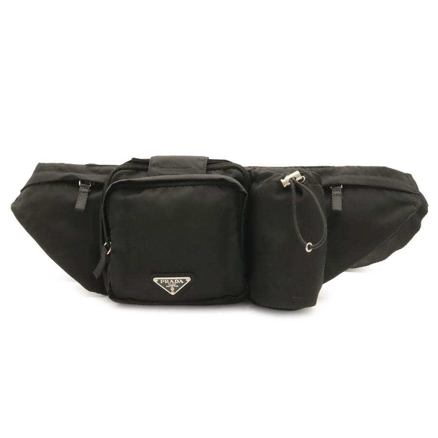 PRADA プラダ トライアングルロゴ ウエストバッグ ウエストポーチ ボディバッグ ヒップバッグ ナイロン NERO 黒 ブラック シルバー金具 | PRADA