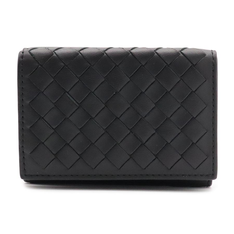 BOTTEGA VENETA ボッテガ ヴェネタ ボッテガベネタ イントレチャート コンパクトウォレット 3つ折財布 三つ折り レザー ブラック 黒 | BOTTEGA VENETA