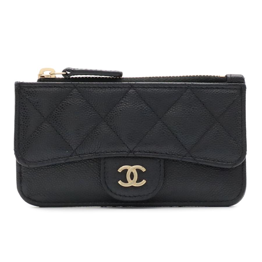 CHANEL シャネル マトラッセ ココマーク カードケース フラグメントケース コインケース 小銭入れ キャビアスキン ブラック 黒 | CHANEL