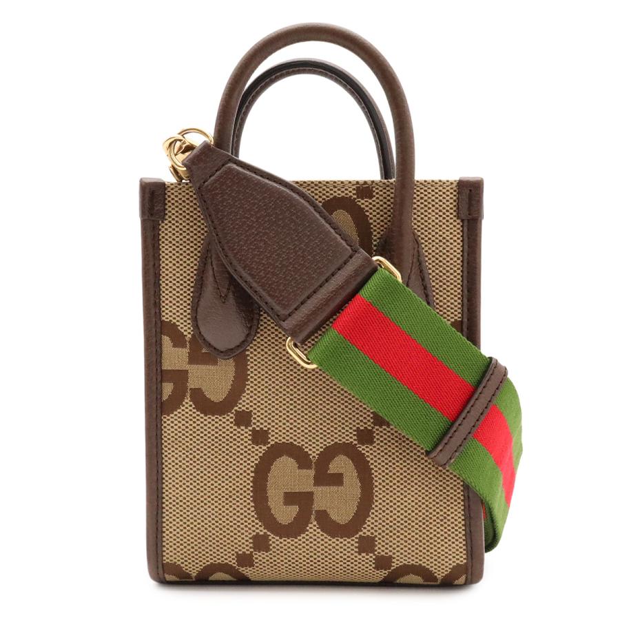 GUCCI グッチ ジャンボGG ミニバッグ ショルダーバッグ ポシェット 2WAY ハンドバッグ キャンバス ベージュ ダークブラウン ゴールド金具 | GUCCI