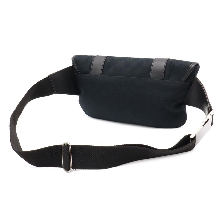GUCCI グッチ GGキャンバス ボディバッグ ウエストバッグ ウエストポーチ レザー ブラック 黒 シルバー金具 145851 | GUCCI | 01