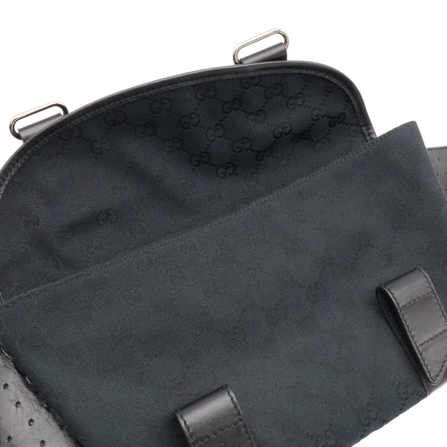 GUCCI グッチ GGキャンバス ボディバッグ ウエストバッグ ウエストポーチ レザー ブラック 黒 シルバー金具 145851 | GUCCI | 06