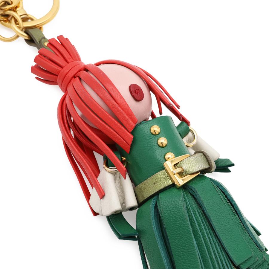 PRADA プラダ アリストリック タッセルドール キーホルダー バッグチャーム キーリング レザー グリーン 緑 レッド 赤 ゴールド金具 | PRADA | 02