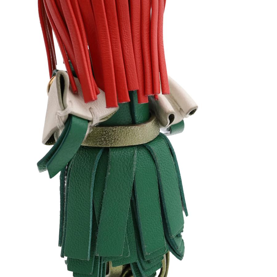 PRADA プラダ アリストリック タッセルドール キーホルダー バッグチャーム キーリング レザー グリーン 緑 レッド 赤 ゴールド金具 | PRADA | 04