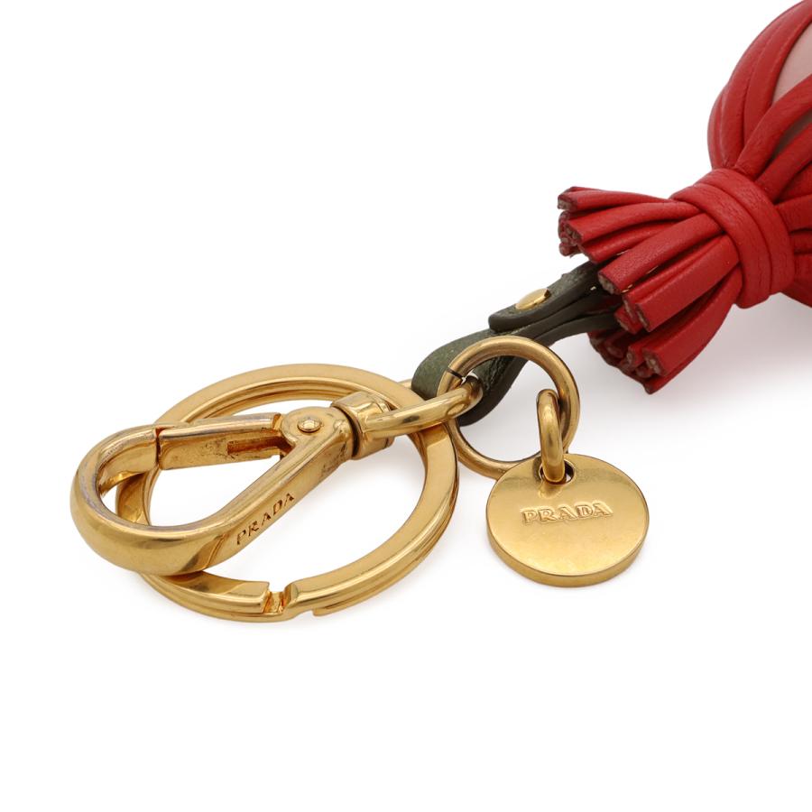 PRADA プラダ アリストリック タッセルドール キーホルダー バッグチャーム キーリング レザー グリーン 緑 レッド 赤 ゴールド金具 | PRADA | 05