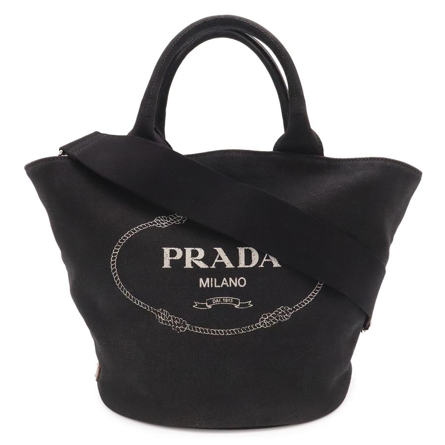 PRADA プラダ カナパ トートバッグ ハンドバッグ 2WAY ショルダーバッグ 斜め掛け キャンバス レザー NERO ブラック 黒 ポーチ欠品 | PRADA