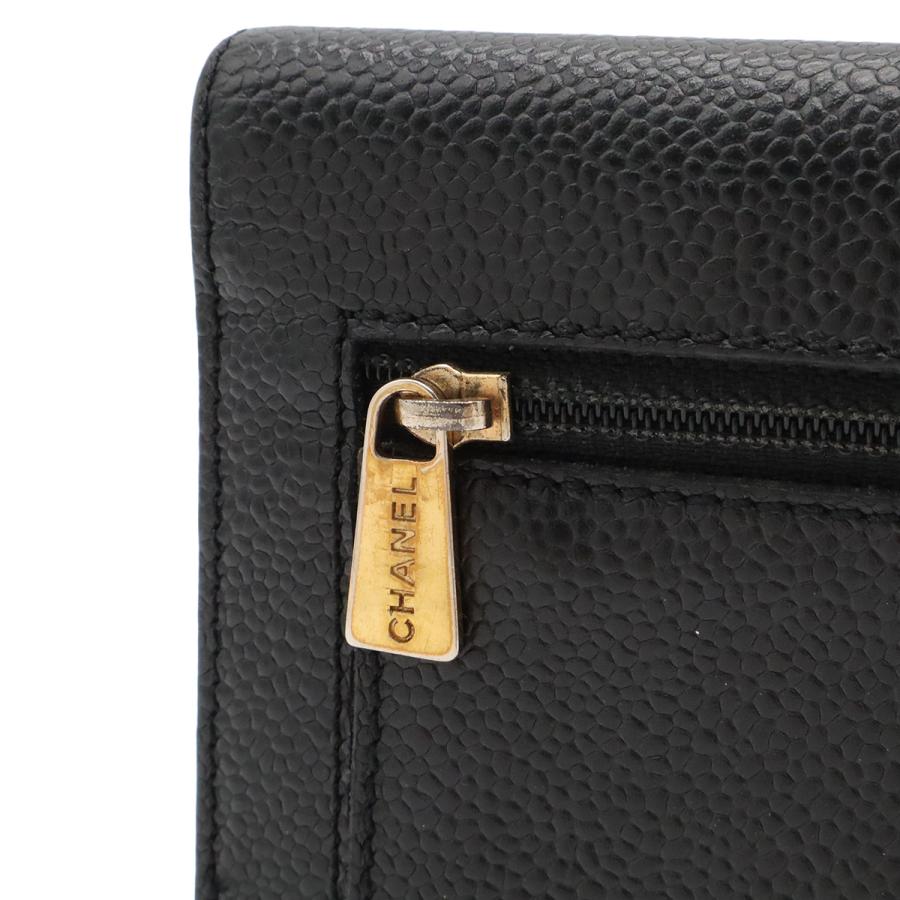 CHANEL シャネル ココマーク 3つ折財布 三つ折り財布 キャビアスキン レザー ブラック 黒 ゴールド金具 | CHANEL | 03