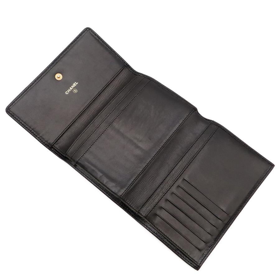 CHANEL シャネル ココマーク 3つ折財布 三つ折り財布 キャビアスキン レザー ブラック 黒 ゴールド金具 | CHANEL | 04