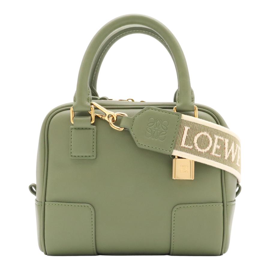 LOEWE ロエベ アマソナ16 スクエア アナグラム ハンドバッグ ミニバッグ 2WAY ショルダーバッグ レザー グリーン ゴールド金具 | LOEWE