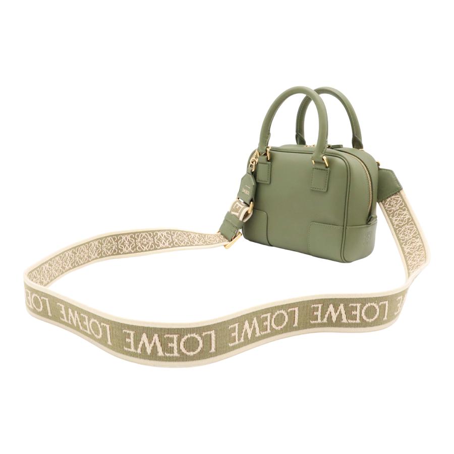 LOEWE ロエベ アマソナ16 スクエア アナグラム ハンドバッグ ミニバッグ 2WAY ショルダーバッグ レザー グリーン ゴールド金具 | LOEWE | 01