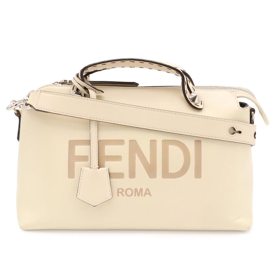 FENDI フェンディ バイザウェイ ミディアム ロゴ ハンドバッグ 2WAY ショルダーバッグ 斜め掛け キャンバス レザー クリーム ベージュ | FENDI