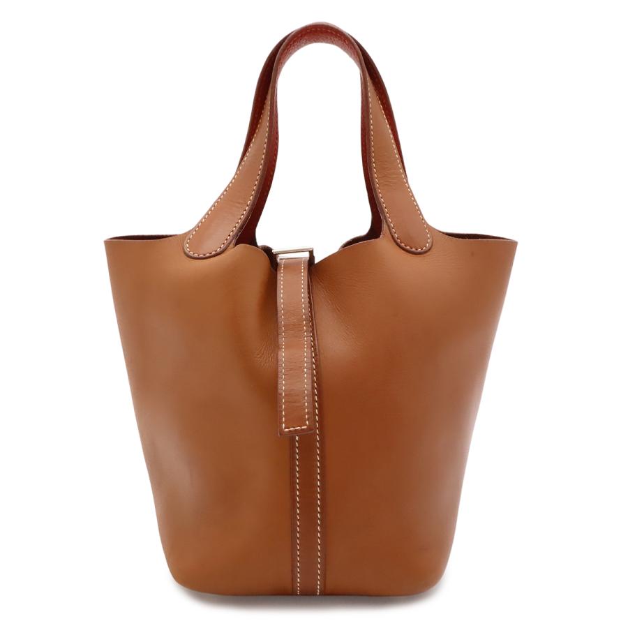 HERMES エルメス ピコタンロック PM ハンドバッグ ミニバッグ トートバッグ ヴォーバレニア レザ0ー ブラウン 茶 レッド 赤 ゴールド金具 | HERMES