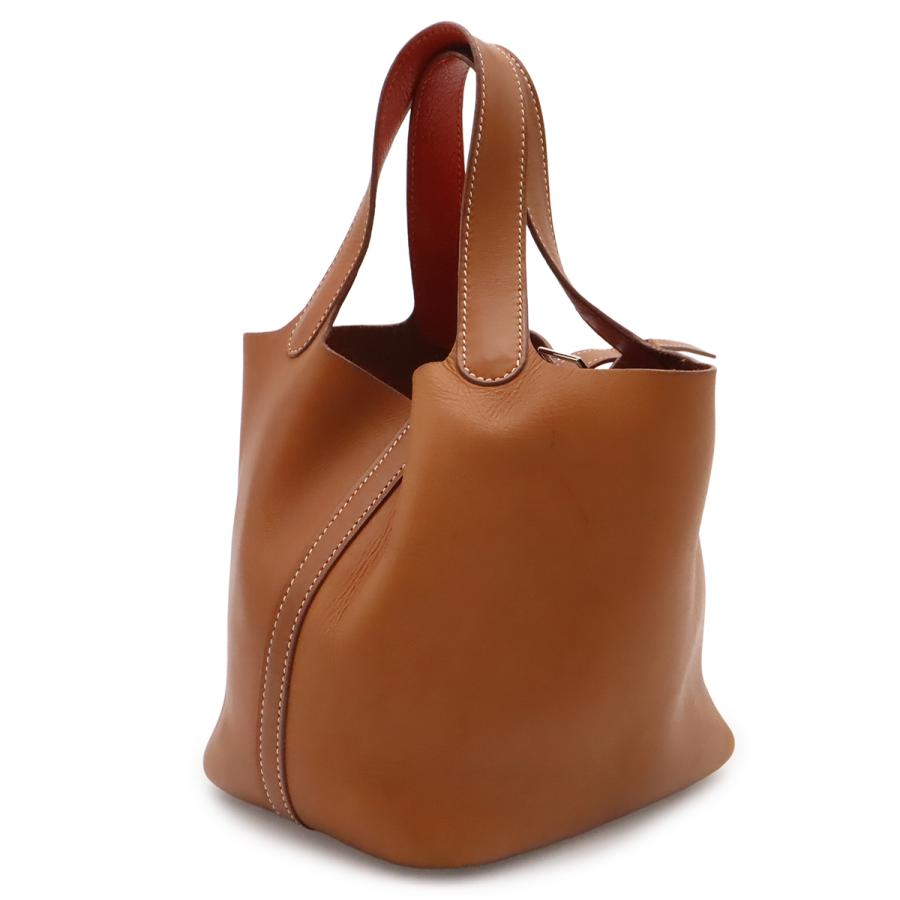 HERMES エルメス ピコタンロック PM ハンドバッグ ミニバッグ トートバッグ ヴォーバレニア レザ0ー ブラウン 茶 レッド 赤 ゴールド金具 | HERMES | 01