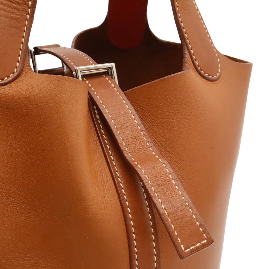 HERMES エルメス ピコタンロック PM ハンドバッグ ミニバッグ トートバッグ ヴォーバレニア レザ0ー ブラウン 茶 レッド 赤 ゴールド金具 | HERMES | 04