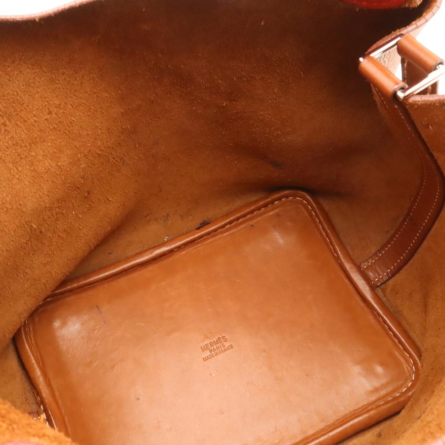 HERMES エルメス ピコタンロック PM ハンドバッグ ミニバッグ トートバッグ ヴォーバレニア レザ0ー ブラウン 茶 レッド 赤 ゴールド金具 | HERMES | 05
