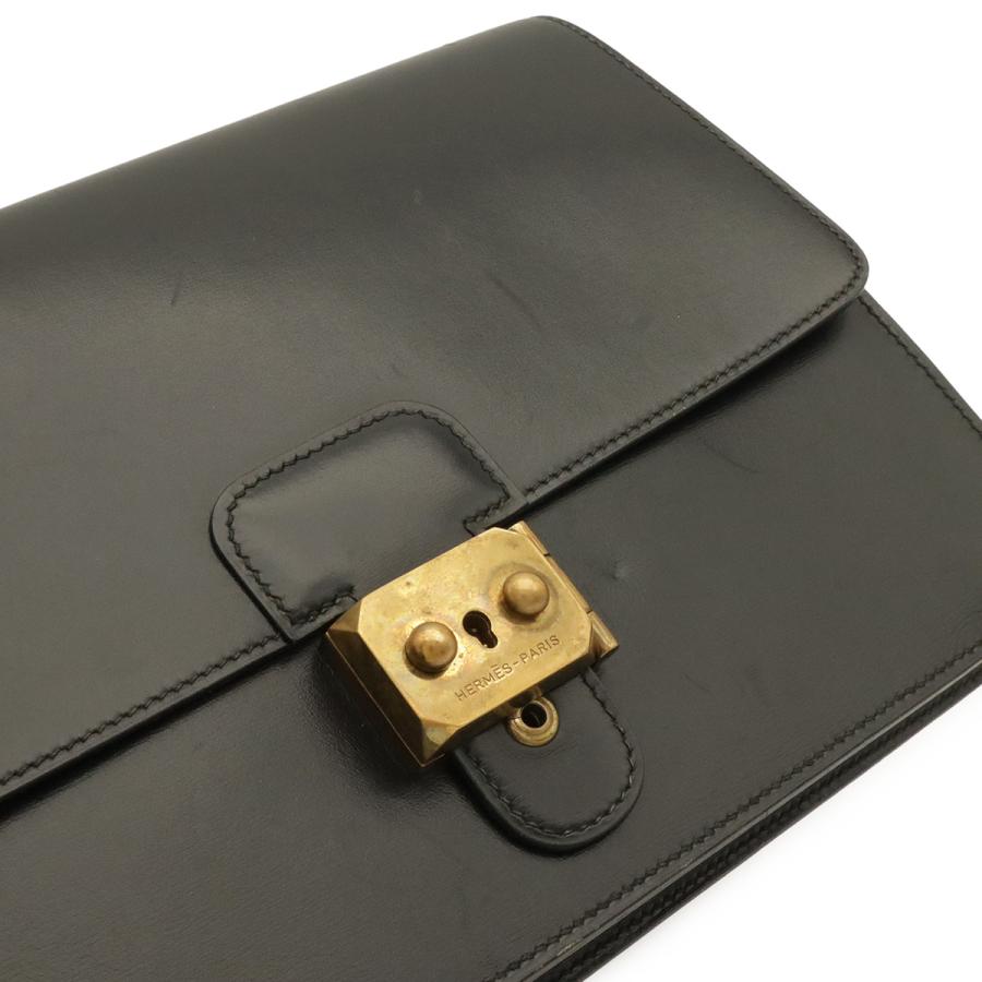 HERMES エルメス ポシェットジェット セカンドバッグ クラッチバッグ ビジネスバッグ ボックスカーフ ブラック 黒 ゴールド金具 ○Q刻印 | HERMES | 03