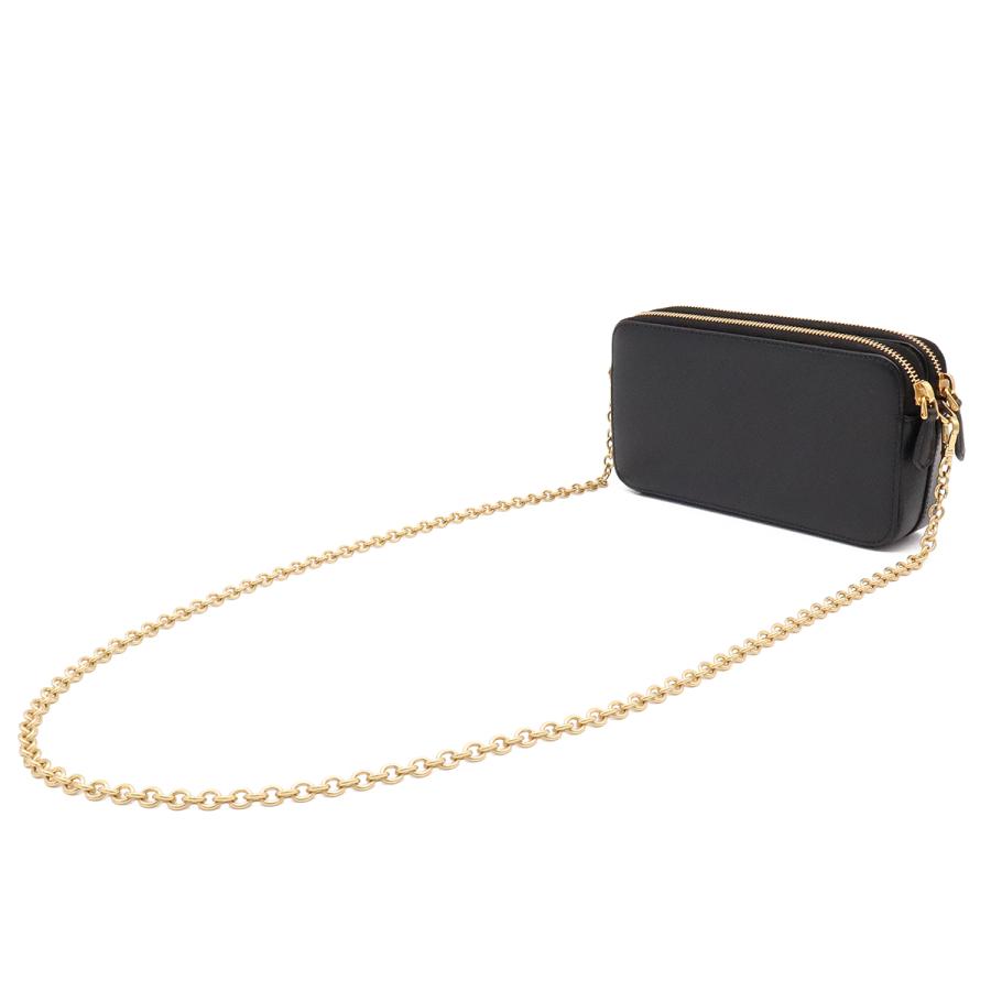 PRADA プラダ チェーンショルダーバッグ チェーンウォレット 2WAY クラッチバッグ サフィアーノ レザー NERO ブラック ゴールド金具 | PRADA | 01