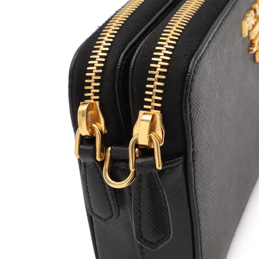 PRADA プラダ チェーンショルダーバッグ チェーンウォレット 2WAY クラッチバッグ サフィアーノ レザー NERO ブラック ゴールド金具 | PRADA | 04