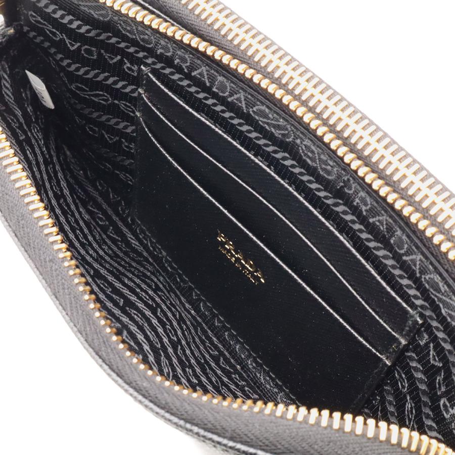 PRADA プラダ チェーンショルダーバッグ チェーンウォレット 2WAY クラッチバッグ サフィアーノ レザー NERO ブラック ゴールド金具 | PRADA | 06