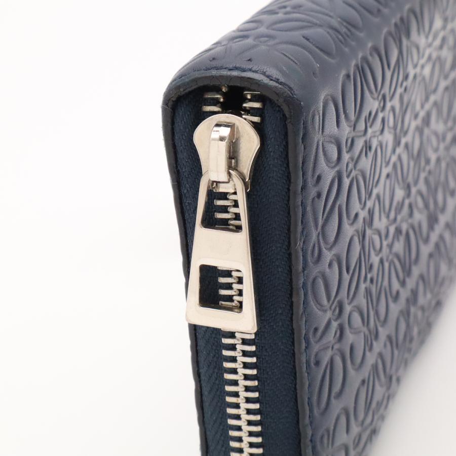 LOEWE ロエベ リピート アナグラム ジッピーウォレット ラウンドファスナー 長財布 レザー ネイビー 紺 シルバー金具 | LOEWE | 03