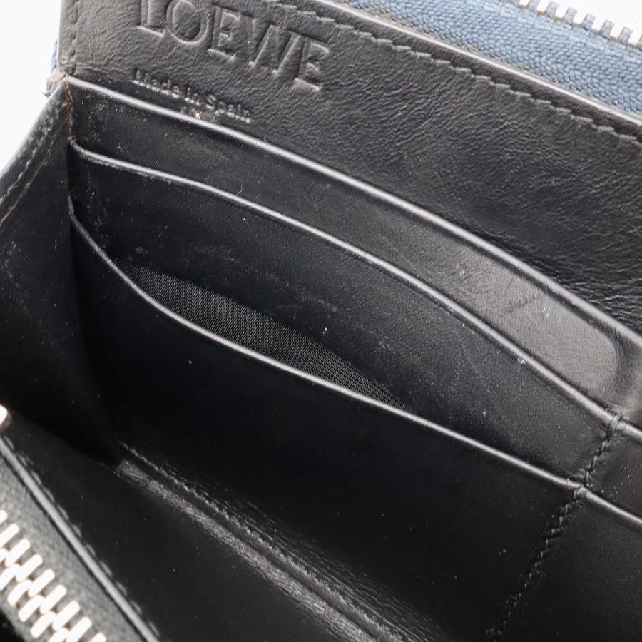 LOEWE ロエベ リピート アナグラム ジッピーウォレット ラウンドファスナー 長財布 レザー ネイビー 紺 シルバー金具 | LOEWE | 05