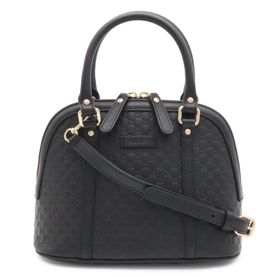 GUCCI グッチ マイクログッチシマ ハンドバッグ ミニバッグ 2WAY ショルダーバッグ レザー ブラック 黒 ゴールド金具 アウトレット品 | GUCCI