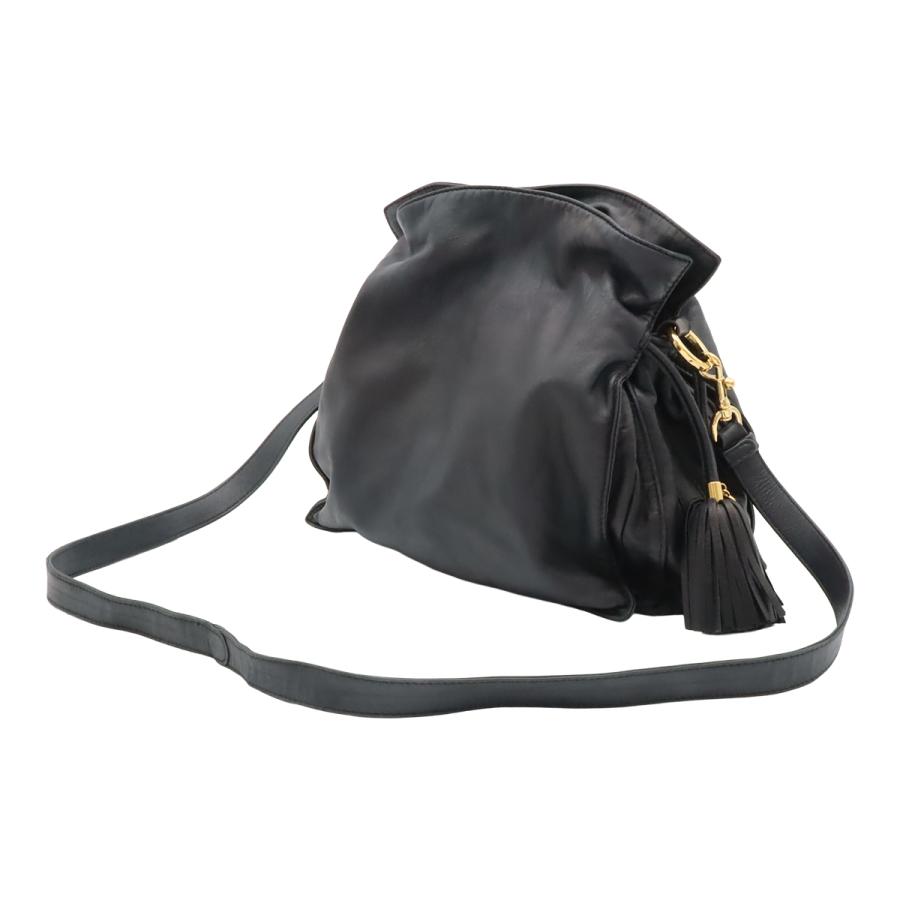LOEWE ロエベ フラメンコ ショルダーバッグ ポシェット 斜め掛け 2WAY 巾着型 フリンジ タッセル ナッパレザー ブラック 黒 ゴールド金具 | LOEWE | 01