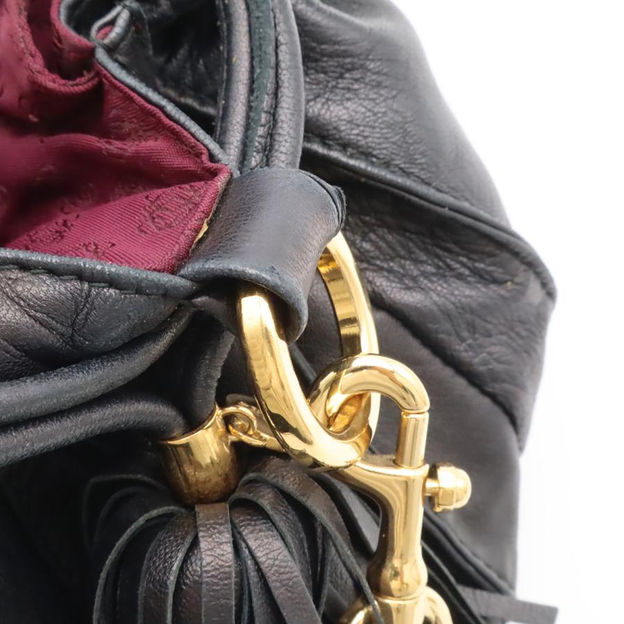 LOEWE ロエベ フラメンコ ショルダーバッグ ポシェット 斜め掛け 2WAY 巾着型 フリンジ タッセル ナッパレザー ブラック 黒 ゴールド金具 | LOEWE | 04