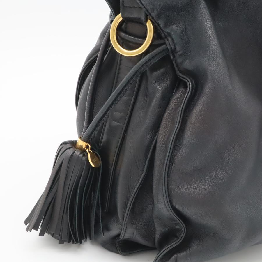 LOEWE ロエベ フラメンコ ショルダーバッグ ポシェット 斜め掛け 2WAY 巾着型 フリンジ タッセル ナッパレザー ブラック 黒 ゴールド金具 | LOEWE | 06