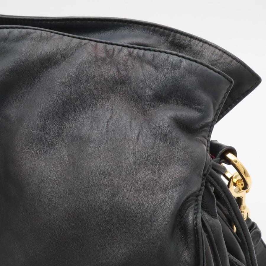 LOEWE ロエベ フラメンコ ショルダーバッグ ポシェット 斜め掛け 2WAY 巾着型 フリンジ タッセル ナッパレザー ブラック 黒 ゴールド金具 | LOEWE | 07
